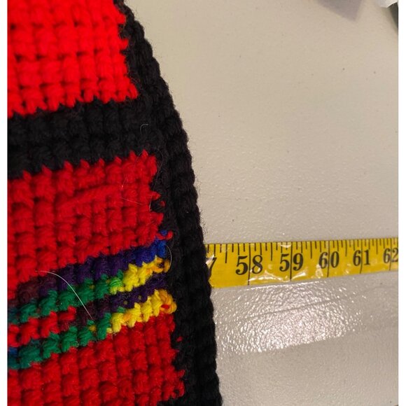 Handmade Multicolored Striped Crochet Blanket Southwest 57"x 57" - Picture 4 of 4